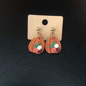 Pumpkin Earrings with Floral Accents